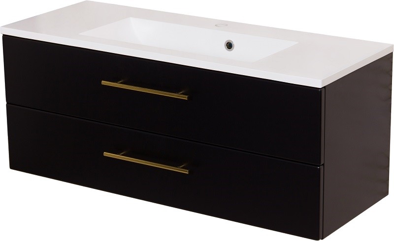 Gante Szafka wisząca z umywalką czarny mat 100 cm Belli Gold BEL-C-U100/39/2+KIDDY-100
