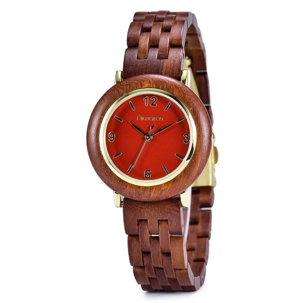 Niwatch Zegarek drewniany kolekcja FRAGILE - CZERWONY SANDAŁOWIEC Ni601_2