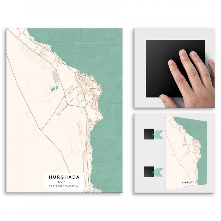 Pix4home Plakat metalowy Mapa Vintage Hurghada M POS-M-03849