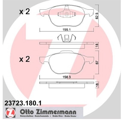 ZIMMERMANN Zestaw klocków hamulcowych, hamulce tarczowe 23723.180.1
