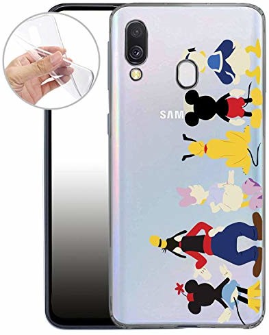 Finoo Etui na telefon komórkowy etui ochronne kompatybilne z Samsung Galaxy A40 silikonowa obudowa z TPU przezroczyste, ultracienkie i lekkie z tyłu przyjaciele z Disneya 159500-123
