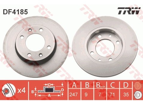 TRW Tarcza hamulcowa DF4185