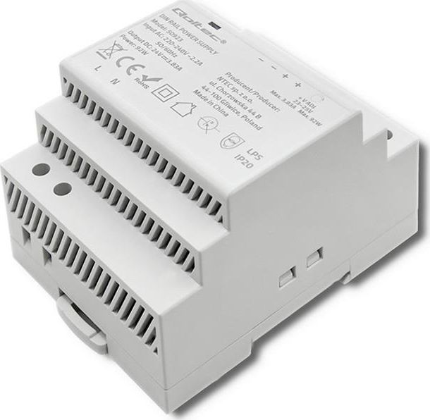 QOLTEC Zasilacz na szynę DIN 92W | 24V | 3.83A | Szary 50923