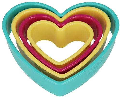 Metaltex formy do wycinania ciasta w kształcie serca, które ineinandergesteckt wykonywane są w różnych rozmiarach i kolorach, -częściowy zestaw, wielokolorowy 25.91.22