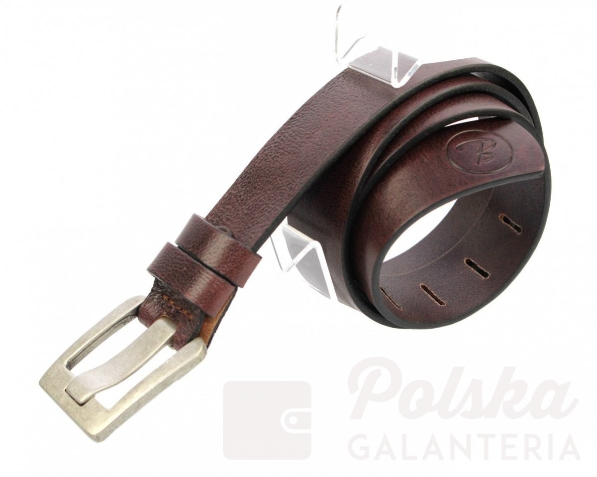 BACHOWSKI (PL) Pasek Skórzany BACHOWSKI (PL) CZEKOLADOWY Z TEKSTURĄ Skóra Licowa EXTRA 40 mm