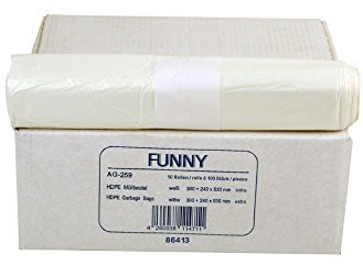 Funny Worek na śmieci, HDPE  Biały, około 30 L, 1er Pack (1 X 1000 sztuk) AG-259