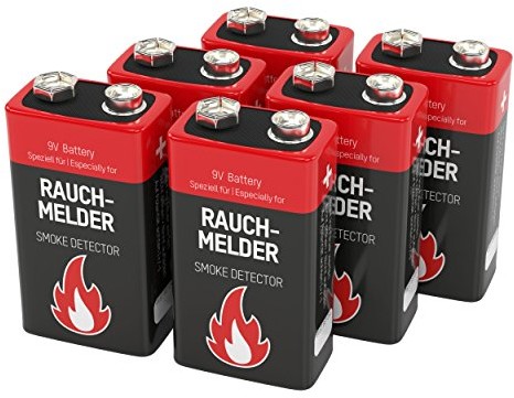 Ansmann bateria specjalnie do czujki dymu, czujki ognia, czujki przeciwpożarowej, czujnika CO, bateria Longlife Alkaline 9 V, blok 6LR61 6AM6 MN1604, żywotność baterii czujki dymu wynosi 7 lat 6 szt. 1525-000 (1525-0001)
