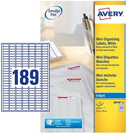 Avery Mini-(etykiety do drukarki Tusz do drukarki atramentowej) Biały J8658-25