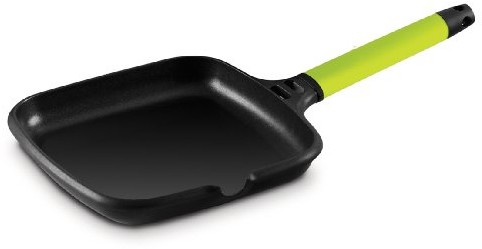 Fundix Patelnia do grillowania Castey fundix 27 x 27 cm wykonana z odlewu aluminiowego powłoką zapobiegającą przywieraniu indukcja ze zdejmowanym uchwytem kiwifarbener F3-IP27