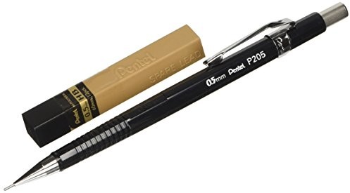 Pentel P205 piórnik ołówek automatyczny, grubość 0,5 MM, w zestawie z linii, czarny P205