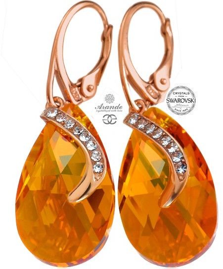 Swarovski kolczyki TOPAZ SENTI RÓŻOWE ZŁOTO SREBRO