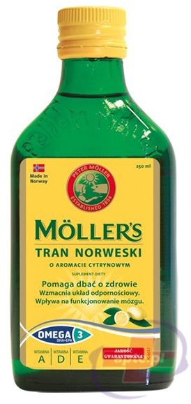 Фото - Вітаміни й мінерали Mollers Tran norweski o aromacie owocowym 250ml