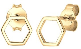 Elli Damskie kolczyki na sztyfcie Hexagon Geo  srebro 925 złota próby 0308420216 0308420216