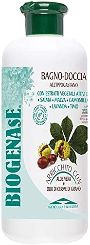 Bioderm BIODERMOCOSMETICI Biogenase - Żel pod prysznic z kasztanowca - Naturalny żel pod prysznic wzbogacony ekstraktem z aloesu i kiełków pszenicy - Kuracja nawilżająca, antycellulitowa i sucha - 500 ml