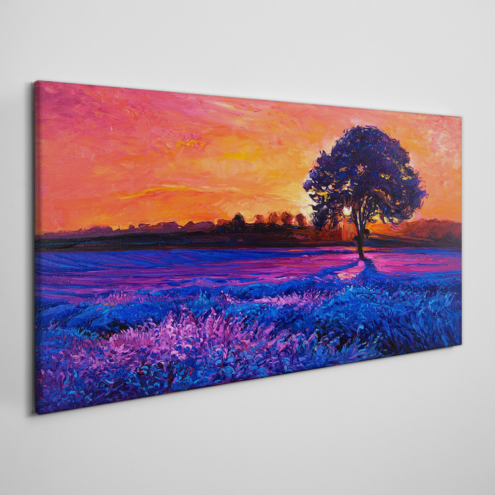 PL Coloray Obraz na Płótnie kwiaty drzewo zachód słońca 100x50cm