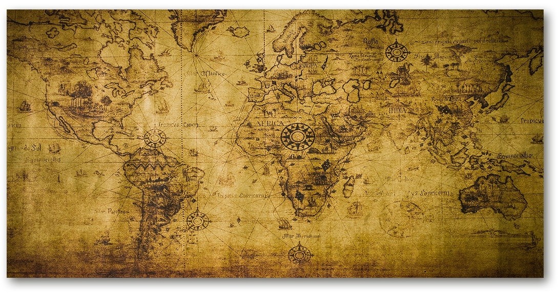 Foto obraz szkło akryl Stara mapa świata