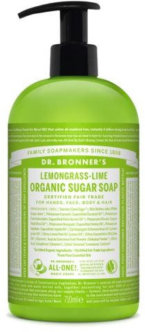 Organic DR. BRONNER'S Mydło Sugar Soap Trawa Cytrynowa z Limonką, Dr. Bronners, 710 ml