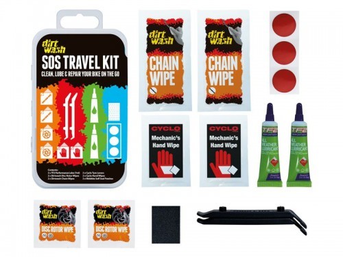 WELDTITE Zestaw czyszcząco-naprawczy DIRTWASH SOS TRAVEL KIT 3x łatki samoprzylepne + 2x łyżki + 2x oleje + chusteczki A-WLD-01040