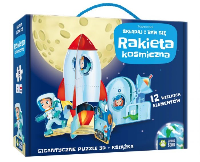 Zielona Sowa Puzzle 3D 12 elementów Składaj i baw się Rakieta