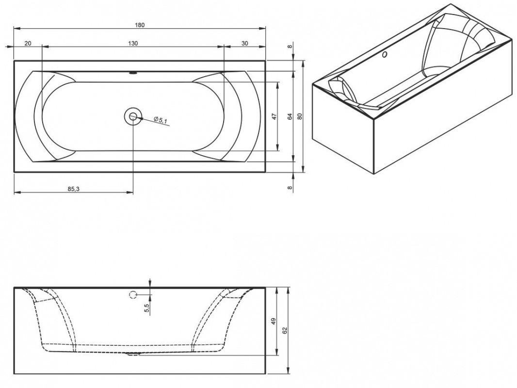 Riho Linares Plug & Play 180x80 BD56005