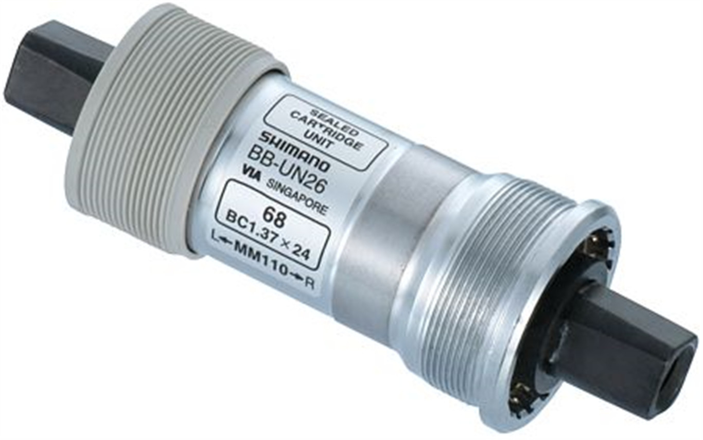 SHIMANO Wkład suportu BB-UN26 czarny / Montaż przerzutki: brak / Rozmiar: 68 x 117,5 mm / Typ: BSA EBBUN26B17X
