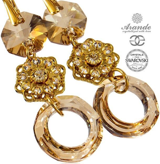 Swarovski NOWE ozdobne kolczyki GOLD RING FEEL