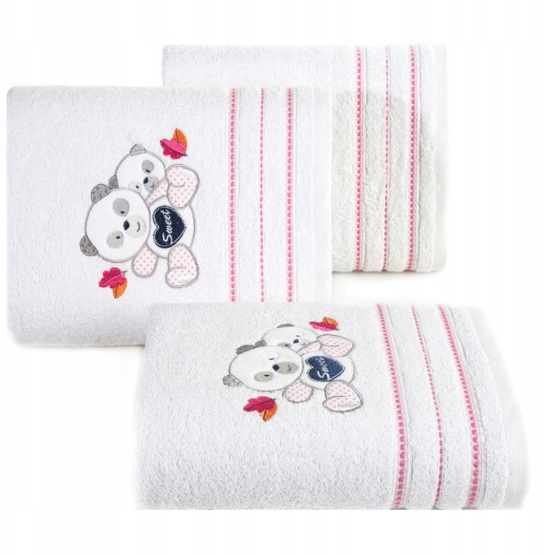 Design 91 Ręcznik gładki BABY1 70X140 Biały/róż