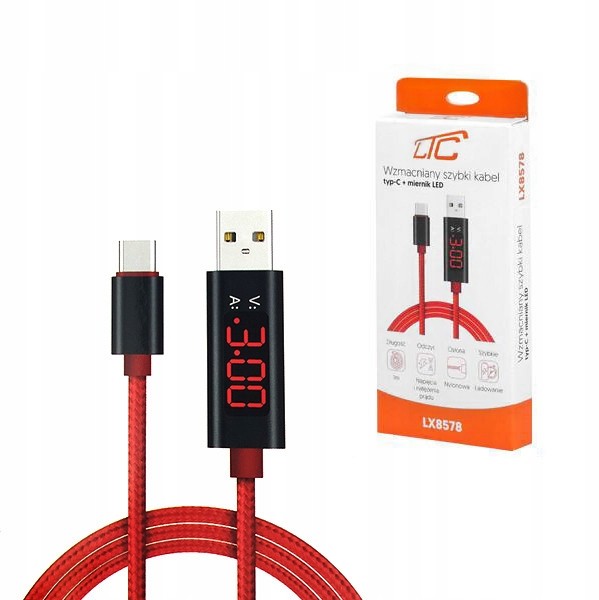Kabel Usb Typ-c 2.4A Czerwony 2400mAh Qc 3.0