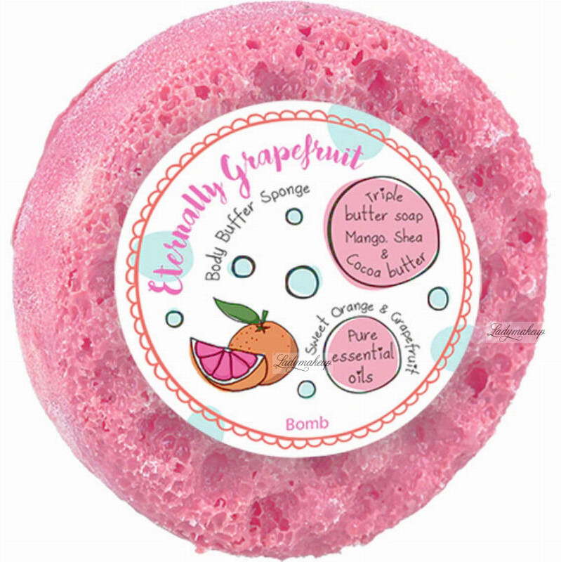 Bomb Cosmetics Body Buffer Sponge - Gąbka pod prysznic z naturalnymi olejkami eterycznymi - Eternally Grapefruit - 200 g