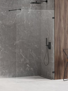 New Trendy EXK-1625 Kabina prysznicowa AVEXA BLACK 80x200 walk-in szkło czyste 6mm Active Shield