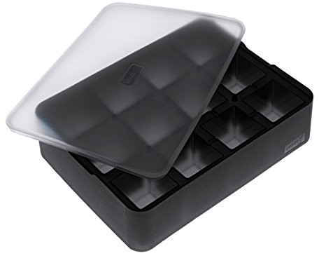Lurch Ice Former Premium z silikonu, z pokrywką do wytwarzania lodu do 12 kostek lodu w rozmiarze 4 cm, czarna, 6.5 x 15.5 x 20.5 cm 240710