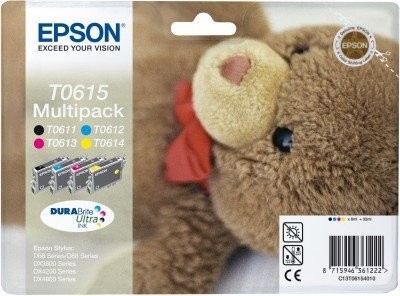 Epson Tusz /T0615/Blister/CMYK/Multi Pack/DURABrite Ultra/dzień (akkustisches alarm RF Signal) (c13t06154020) C13T06154020