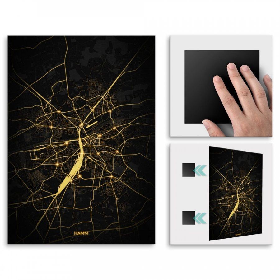Pix4home Plakat metalowy Mapa Night Lights Hamm M POS-M-03226