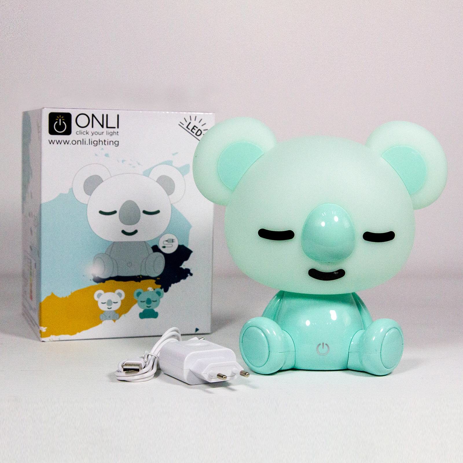 EULUNA Lampa stołowa LED Koala do pokoju dzieci, zielona