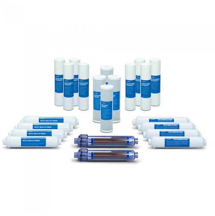Komplet wkładów do filtrów RO7 na 2 lata mineralizator i jonizator MA-ZW7-2