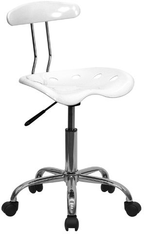 Flash Furniture LF-214-White-GG Vibrant White and Chrome Computer Task Chair with Tractor Seat by Flash Furniture LF-214-WHITE-GG