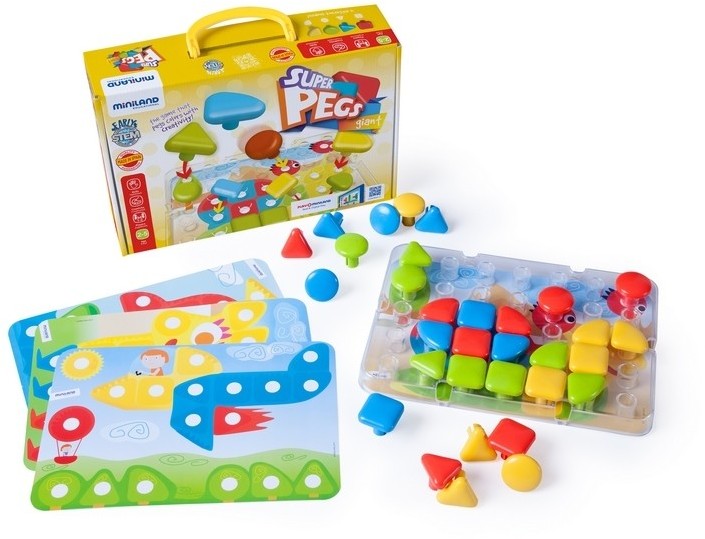 Miniland zabawki edukacyjne Tablica edukacyjna Puzzle Superpegs 32 elementy MLZ45319