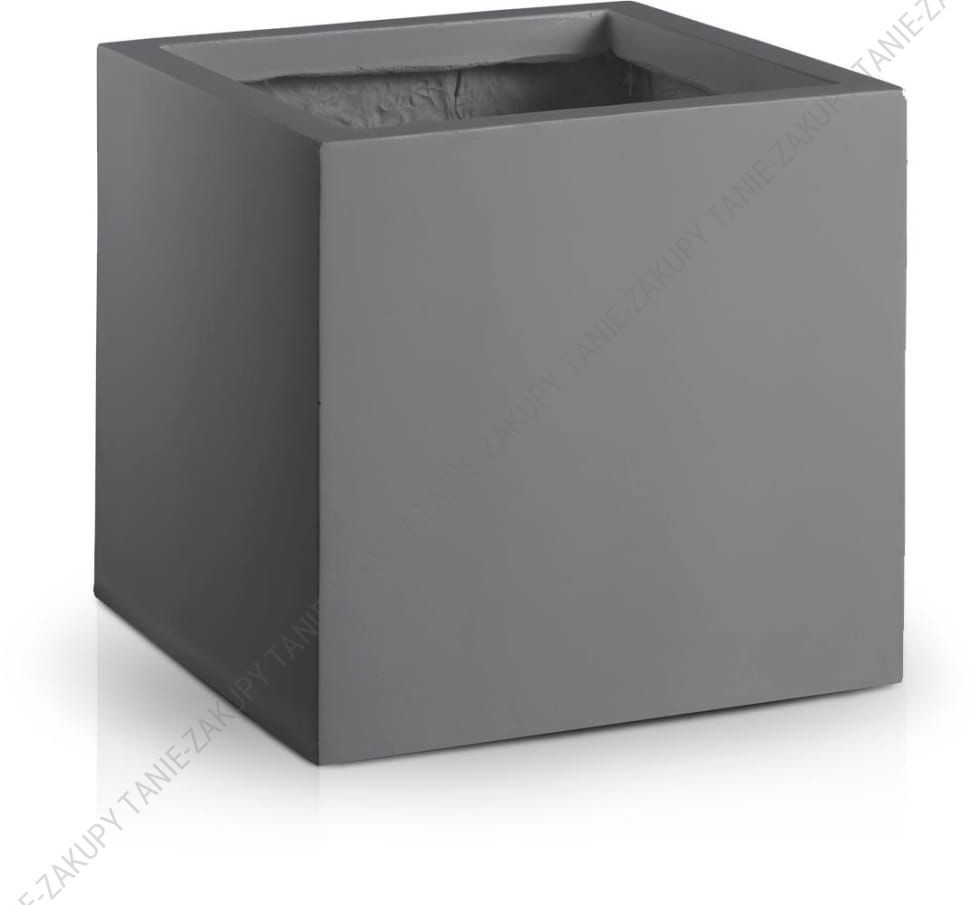 Duża sześcienna donica z włókna szklanego 31 cm - grafitowa