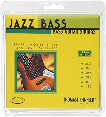 Thomastik 682736 struny do e-basu, jazzu, basu, Flat Wound, zestaw JF346, 6-strunowy long scale 34 cale JF346