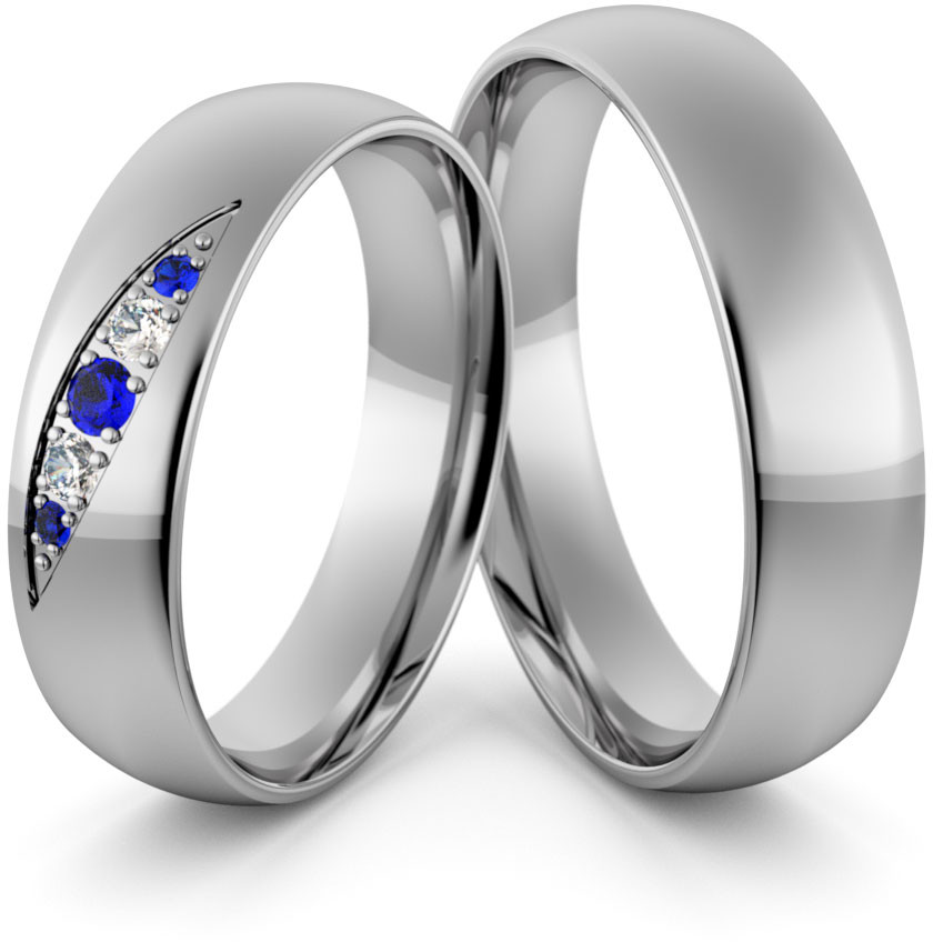 Eminence Obrączki ślubne palladowe 5 mm z szafirami i cyrkoniami - Pd-113 Pd-113-3