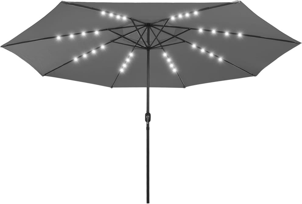 vidaXL Lumarko Parasol ogrodowy z LED i metalowym słupkiem, 400 cm, antracyt! 312532