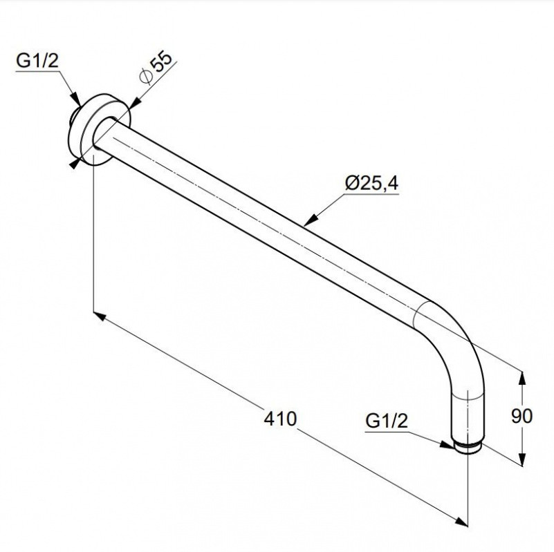 Kludi A-Qa Ramię prysznicowe 40 cm czarny mat 6651439-00