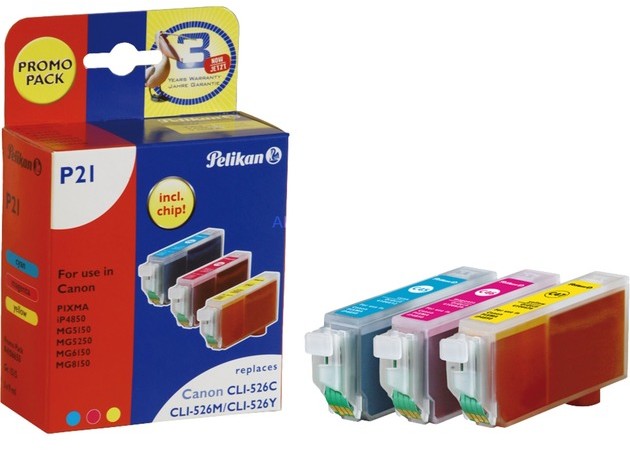 Pelikan P21 Błękitny, Purpurowy, Żółty Wielopak 3 szt., Atrament