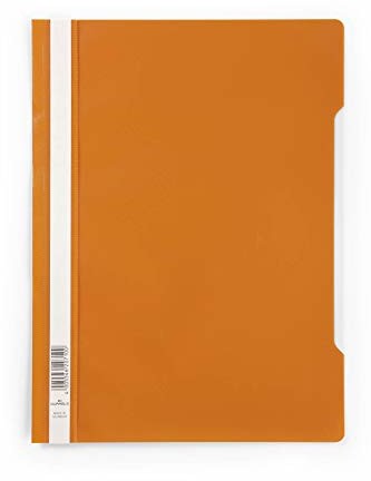 Durable 257309 Skoroszyt A4 (z przezroczystą okładką, z PP), opak. 50 sztuk, kolor pomarańczowy. 4005546207131