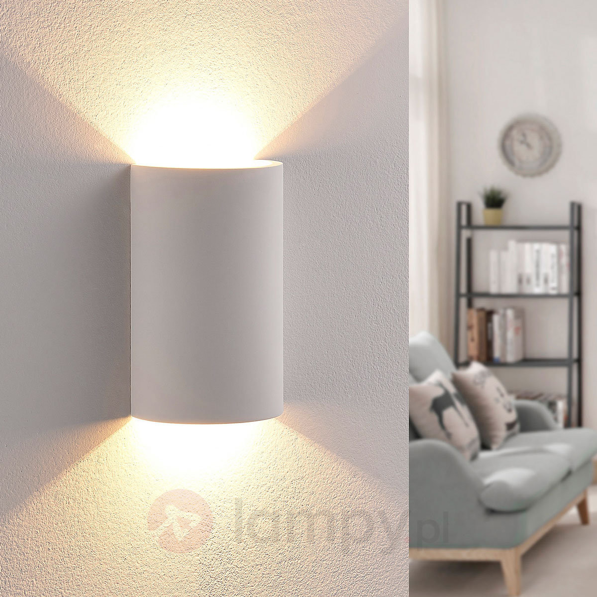 Gipsowy kinkiet LED Jenke, efektowne światło