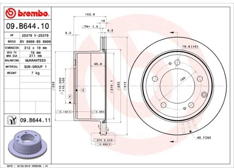 BREMBO Tarcza hamulcowa 09.B644.11