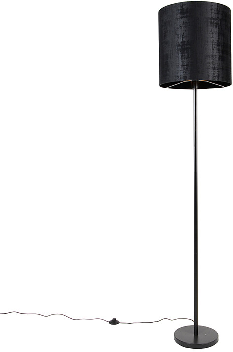 QAZQA Nowoczesna lampa podłogowa czarny klosz 40 cm - Simplo