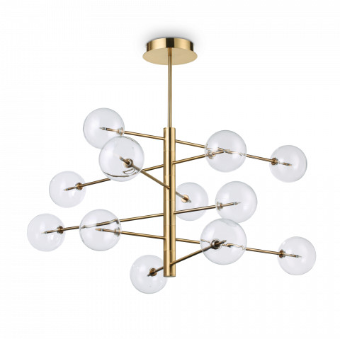 Ideal Lux Żyrandol Equinoxe SP12 200125 nowoczesna oprawa w kolorze mosiądzu 200125