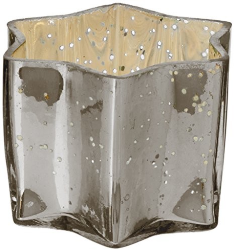 Insideretail insider etail 700457  12 Gun Mercury Glass gwiazda świeczniki na świeczki typu tealight z Distressed Charcoal Foil, 7 x 7 cm x 4,5 cm, 12-częściowy zestaw 700457-12GUN