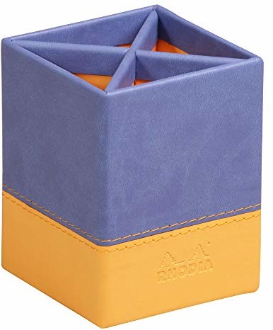 Rhodia 318818C pojemnik na długopisy (8 x 8 x 11 cm, sztuczna skóra, elegancki i praktyczny, idealny do Twojego biura) 1 sztuka, szafir 318818C